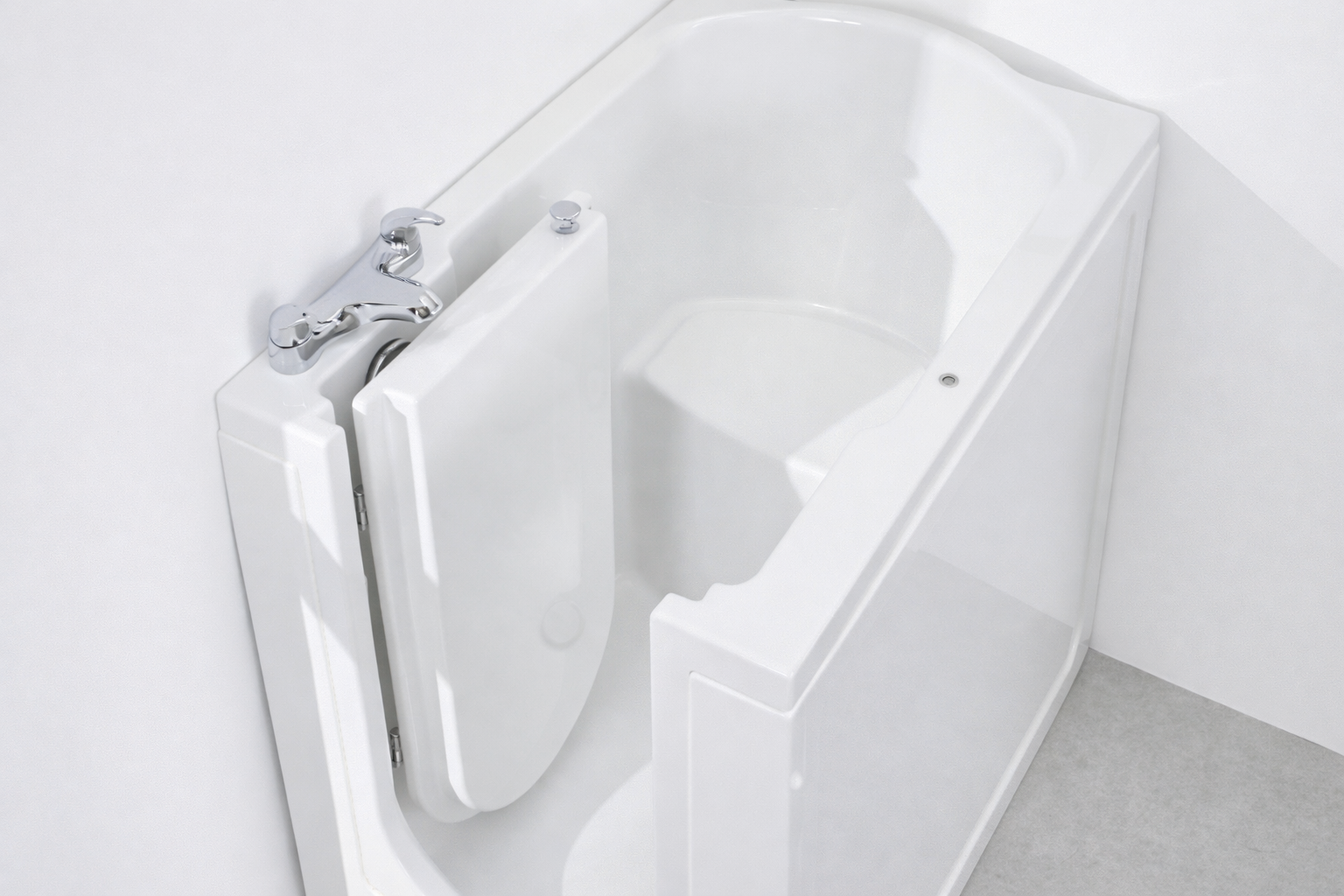 Florida compact mobility bath with seat.