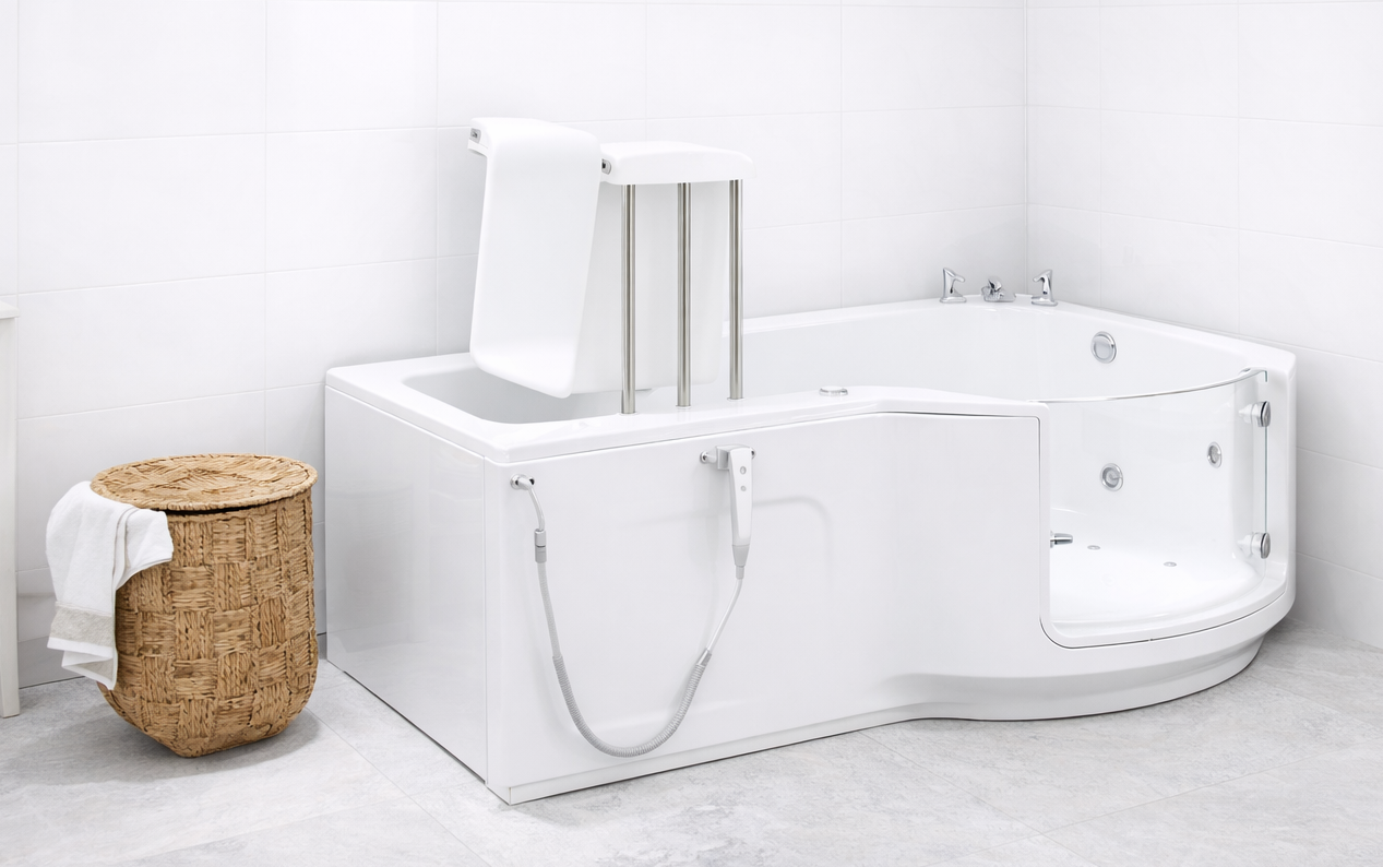 Louisiana Walk-in bath with bath Lift and P Shaped