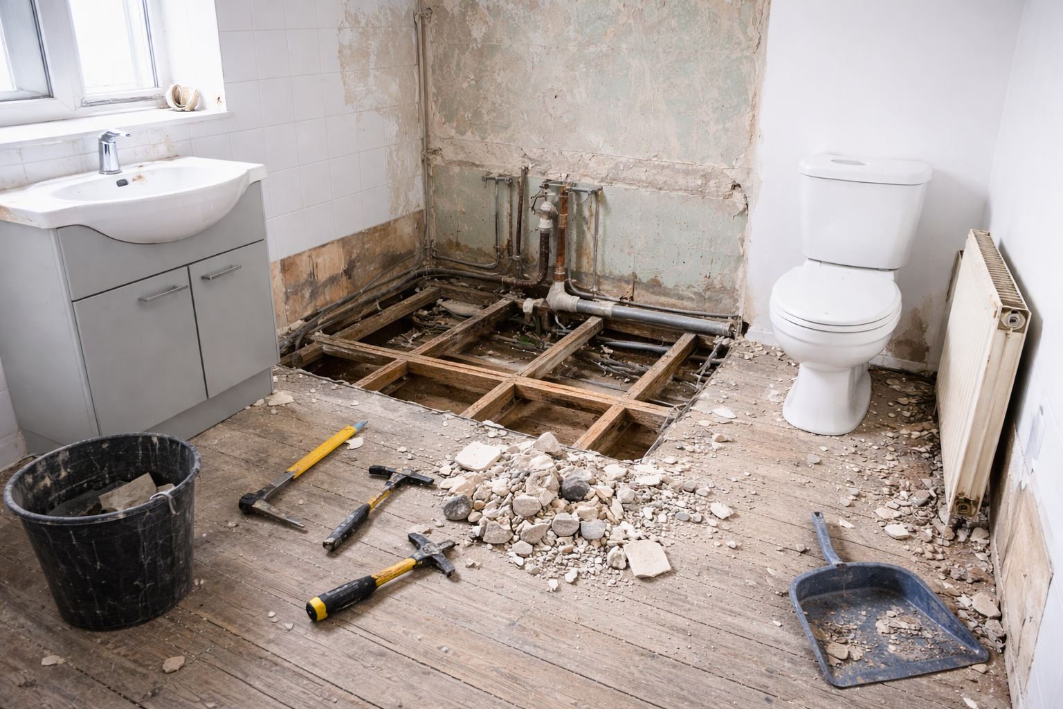 Bathroom removal and wet room preparation