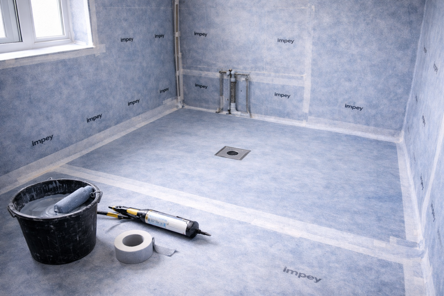 Wet room tanking for waterproofing wet rooms