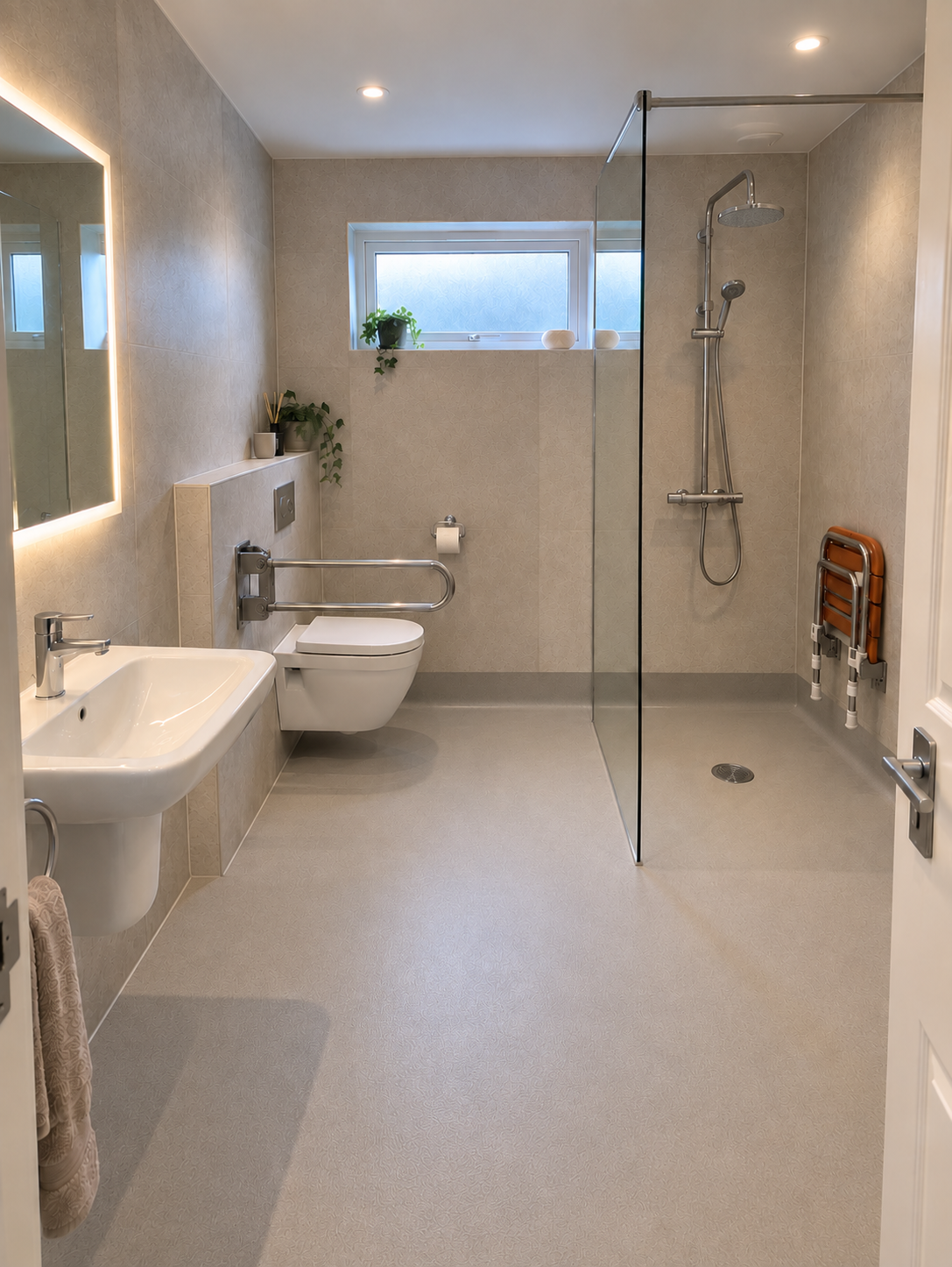 Accessible wet room design for safer independent bathing
